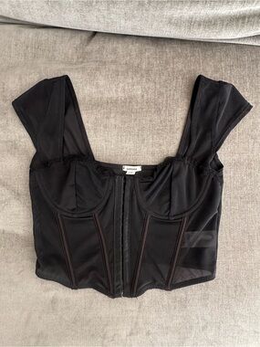 Garage Black Lace-Trim Corset Top